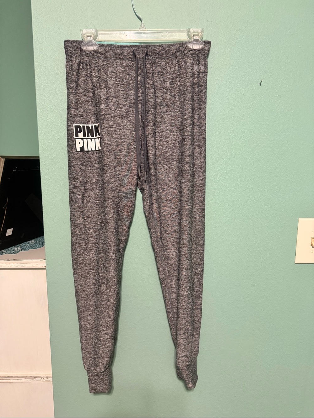 PINK Victoria's Secret Heather Gray Jogger Sweatpants with Logo